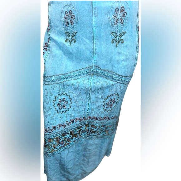 Ludy" Blue Bohemian Midi Dress - 100% Viscose - One Size - Picture 14 of 15